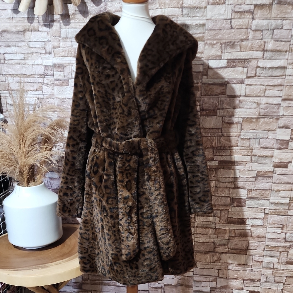 Rebecca Minkoff Leopard  Print Faux Fur Coat Brand New